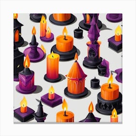 Halloween Candles Seamless Pattern 2 Canvas Print