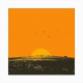 Sunset Over A Field Canvas Print