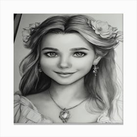 Drawing Of A Girl With Flowers 1 Canvas Print