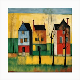 Houses In A Field Canvas Print