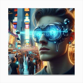 Futuristic Man In Glasses Canvas Print