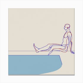 Naked Man Relaxes By The Pool Canvas Print
