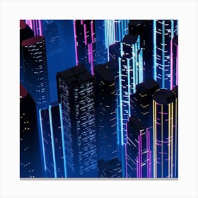 Futuristic Cityscape Night Music The City Neon Background Synth Retrowave Canvas Print
