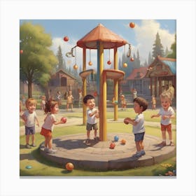 Children Playing In A Playground Canvas Print