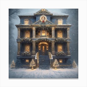 House At Christmastime Canvas Print