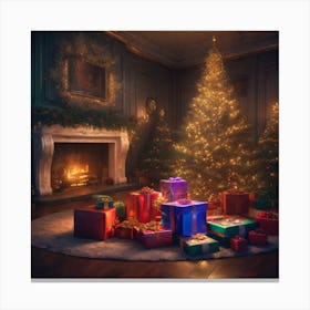 Christmas Tree In The Living Room 38 Canvas Print