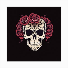 Skull With Roses 4 Canvas Print