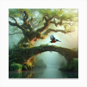 Foggy Morning Kingfisher Canvas Print