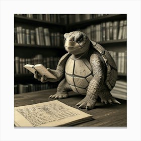 Turtle Reading A Book 1 Canvas Print