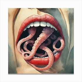 Octopus Hands in Her Mouth Canvas Print