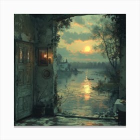 Sunset At The Lake Canvas Print