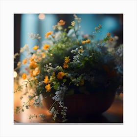 Flowers In A Bowl Canvas Print