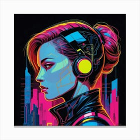 Futuristic Girl With Headphones Canvas Print