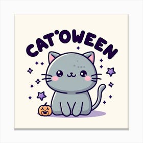 Cat Halloween Design engineered for your love for the feline - cute, kawaii, cartoon, anime Canvas Print