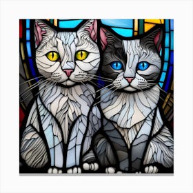 Cat, Pop Art 3D stained glass cat 2 kittens limited edition 32/60 Canvas Print