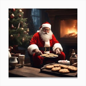 Santa Claus Eating Cookies 6 Canvas Print