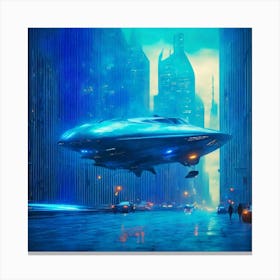 Spaceship In The City Canvas Print