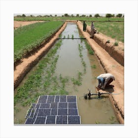 Solar Panels In A Field Canvas Print
