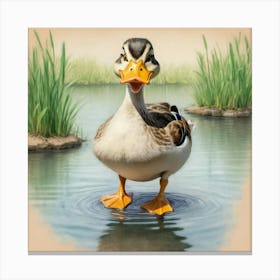 Duck In Water 9 Canvas Print