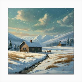 Cabin In The Snow 1 Canvas Print