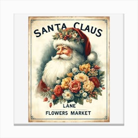 Santa Claus Lane Flowers Market Canvas Print