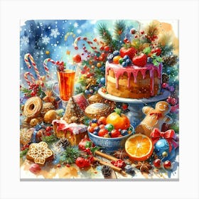 Christmas Cake Canvas Print