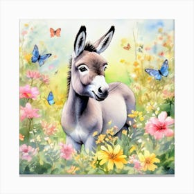 Donkey In The Meadow Canvas Print