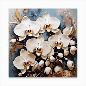 Pattern with White Orchid flowers” 1 Canvas Print