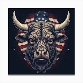 Bull Head American Flag 4 Canvas Print