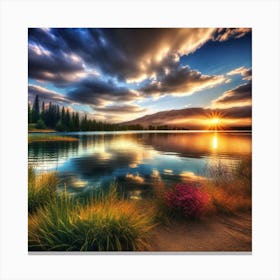 Sunset Over Lake 42 Canvas Print