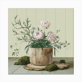 Peonies In A Pot 3 Canvas Print