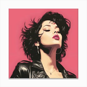Woman In A Leather Jacket Canvas Print
