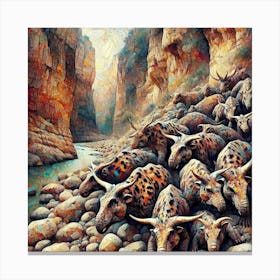 Herd Of Hippo Canvas Print