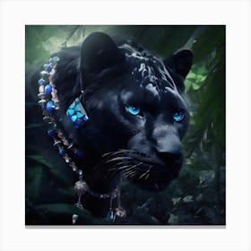 Bejewelled black Panther. Fierce and fabulous the blue eyed panther, a real gem! Canvas Print