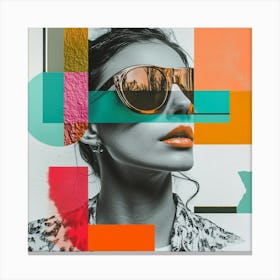 Abstract Woman In Sunglasses Collage Canvas Print