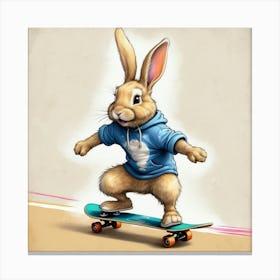 Rabbit On Skateboard 5 Canvas Print