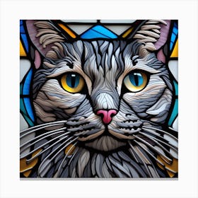 Cat, Pop Art 3D stained glass cat superhero limited edition 58/60 Canvas Print