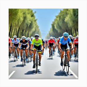 Peloton De Ciclistas Prsctidando Canvas Print