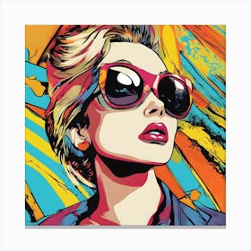 Woman with Sunglasses - Pop Art Canvas Print