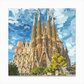 Sagrada Familia Barcelona Oil Painting Canvas Print