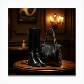 Black Boots And Handbag 1 Canvas Print