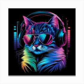 Cat With Headphones Canvas Print