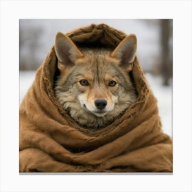 Wolf Wrapped In Blanket Canvas Print