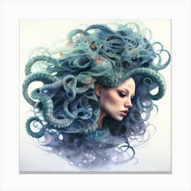Teal Octopus Hair Canvas Print