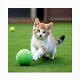 Gatito Jugando Con Una Pelota Canvas Print