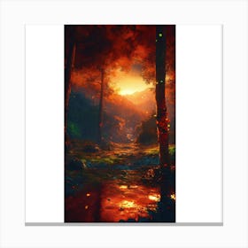 Sunset In The Forest 2 Canvas Print