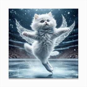 Cat On Ice Canvas Print