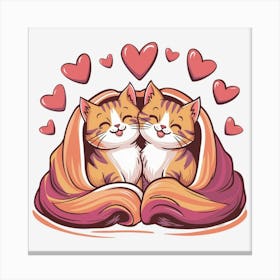 Valentine's Day Lovely Cat Couple 4 Canvas Print