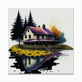 Colored House Ink Painting (9) Canvas Print