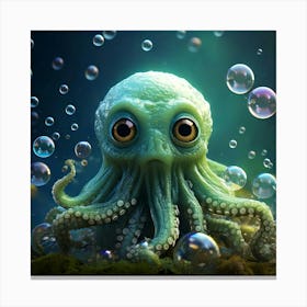 Firefly Adorable Cthulhu Floating Among Shimmering Soap Bubbles 64102 Canvas Print